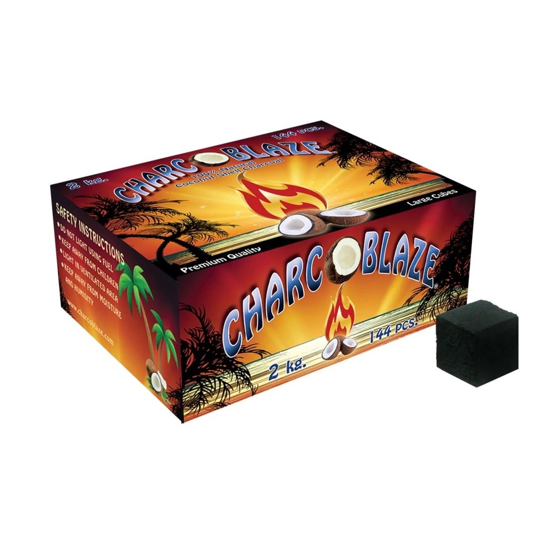 Charcoblaze Hookah Charcoal Large Cubes 144 Pieces