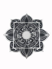 Etched Hookah Tray Lotus Silver