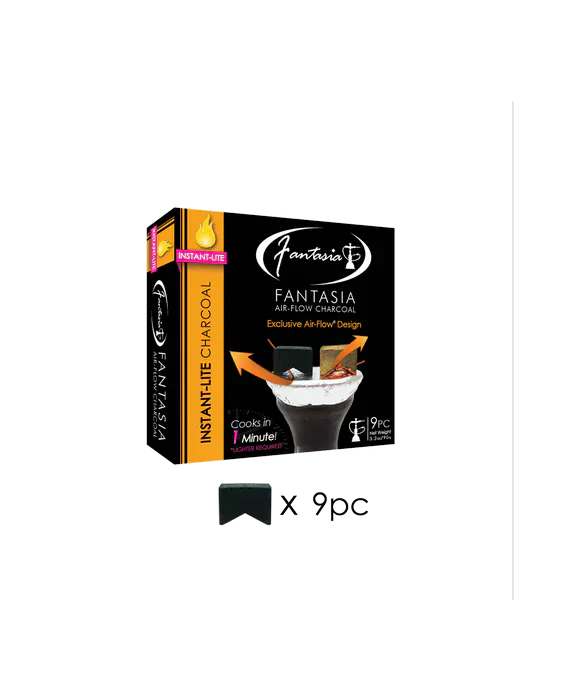 Fantasia Hookah Charcoal 9 Pieces Instant Lite