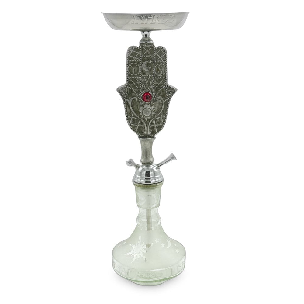 Inhale Khamsa Hand of Fatima Hookah with Case Grey