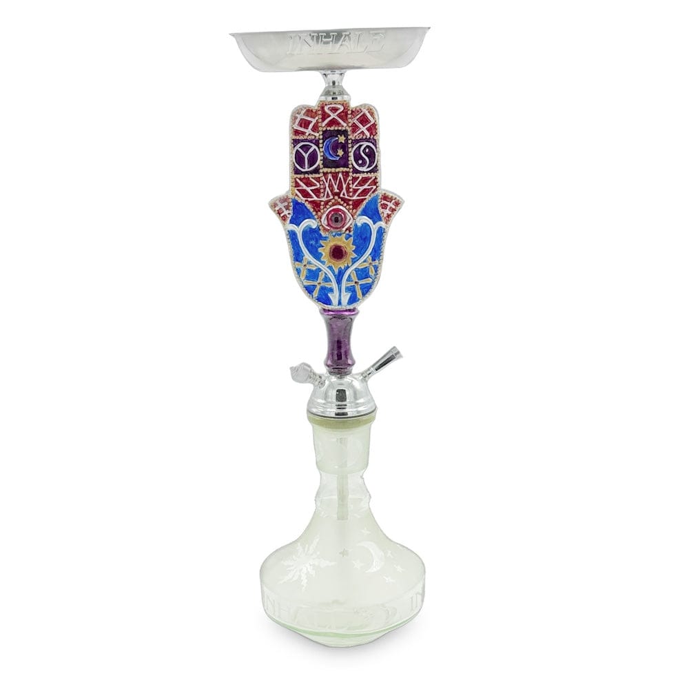 Inhale Khamsa Hand of Fatima Hookah with Case Multicolor