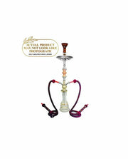 Khalil Mamoon 2 Hose Trimetal Hookah 34" Clear with Stripes / Random