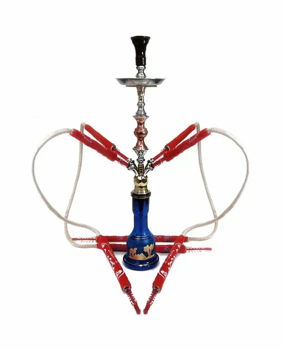 Khalil Mamoon 4 Hose Trimetal Hookah 36" Clear with Stripes / Random