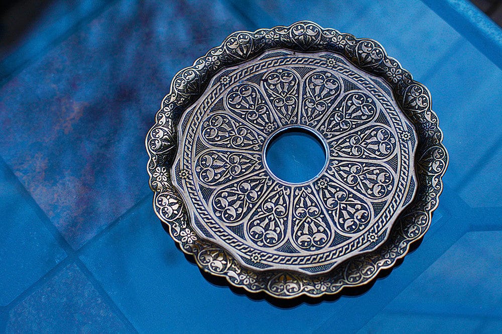 Lule Turkish Hookah Tray Small 22cm Antique Gold