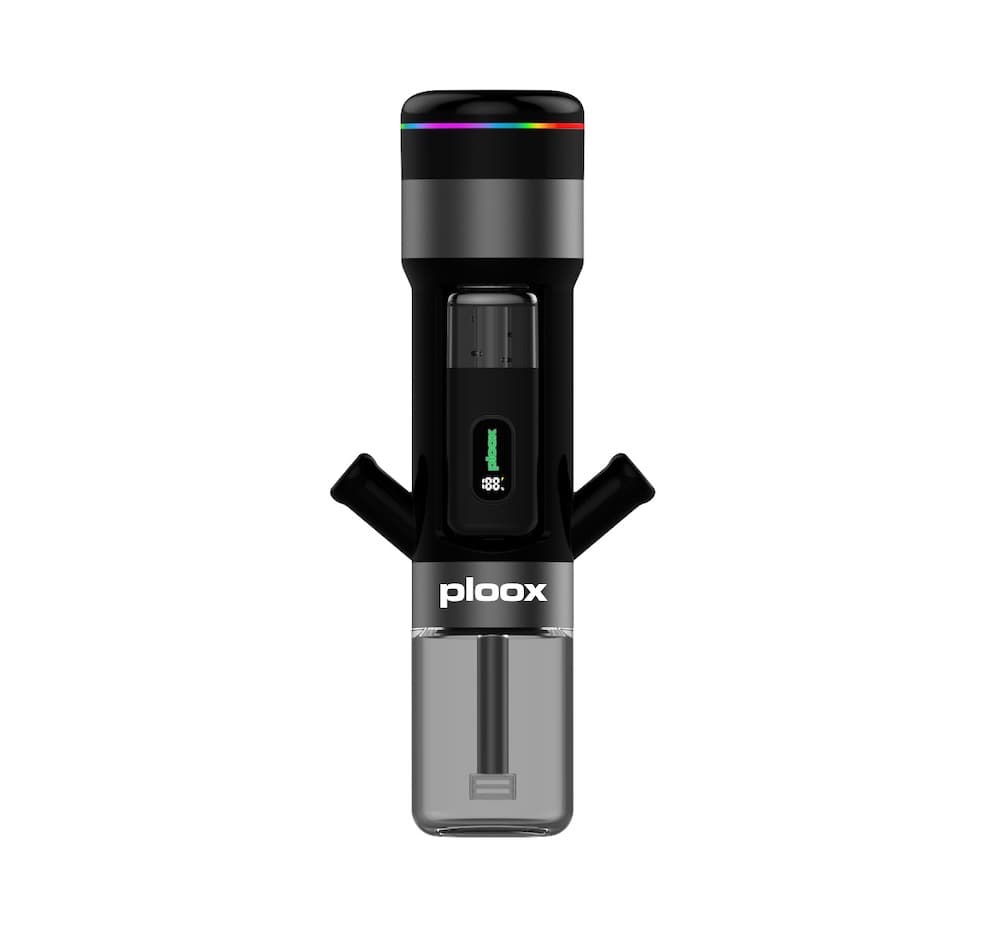 Ploox black electronic hookah with LED ring and transparent glass base