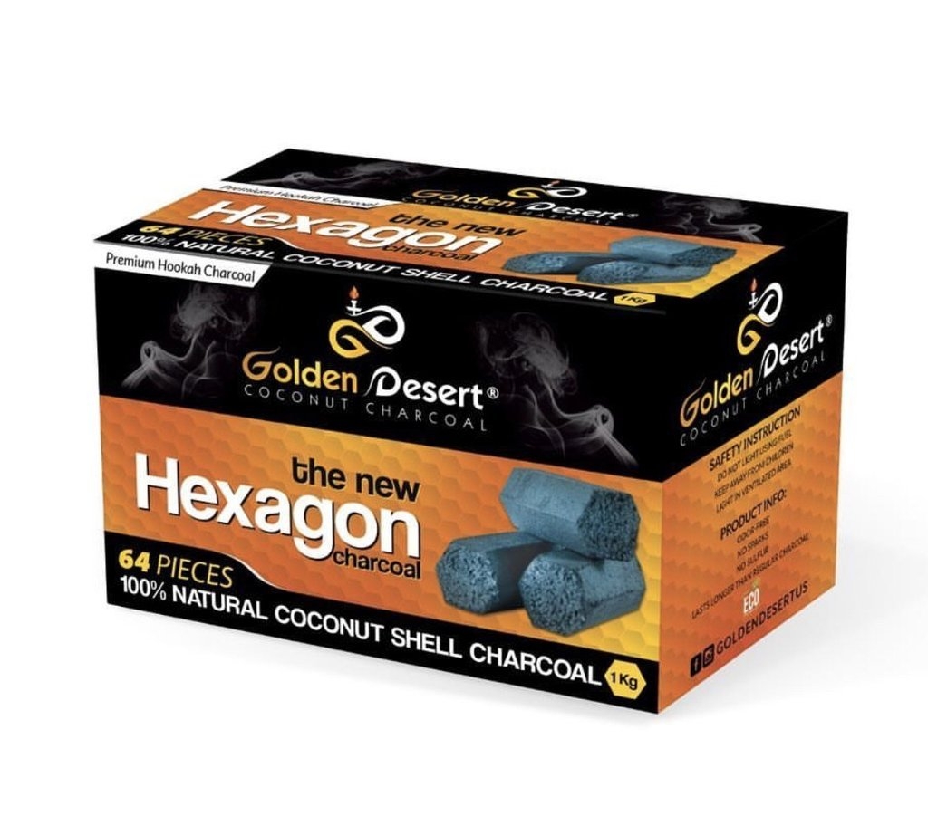 Golden Desert Coconut Hookah Charcoals Hexagonal